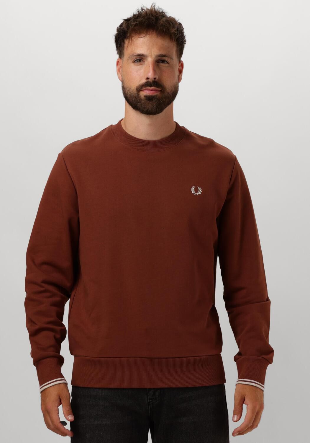 roest fred perry trui crew neck sweatshirt