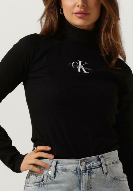 Zwarte CALVIN KLEIN Coltrui MONOLOGO RIB ROLL NECK - large