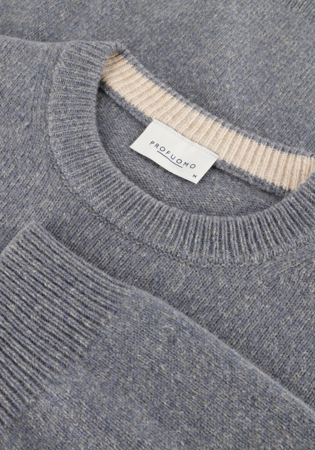 Grijze PROFUOMO Trui PULLOVER CREW NECK WOOLBLEND - large