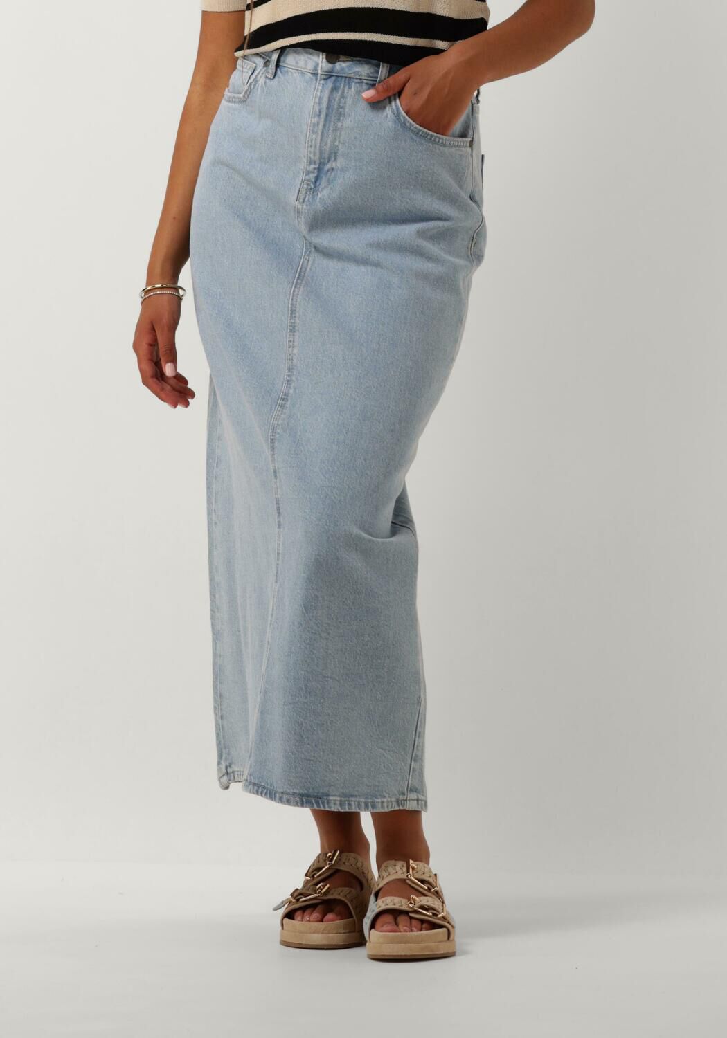 OBJECT Dames Rokken Objellen Mw Long Denim Skirt Blauw