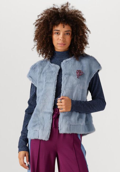 Lichtblauwe POM AMSTERDAM Gilet GILET - FUR MISTY BLUE - large