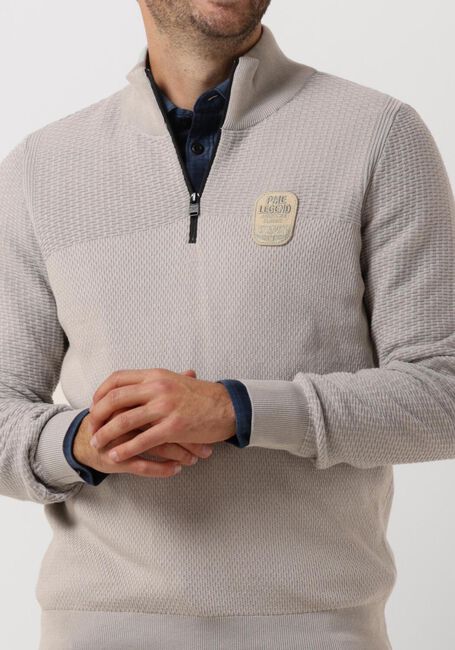 Grijze PME LEGEND Trui HALF ZIP COLLAR COTTON PLATED - large