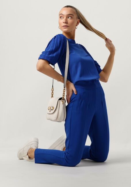 Blauwe JANSEN AMSTERDAM Top K136 KNITTED TOP 3/4 PUFFED SLEEVE - large