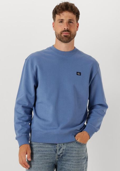 Blauwe CALVIN KLEIN Sweater LS EU BADGE 350TERRY CN SWTSHRT - large