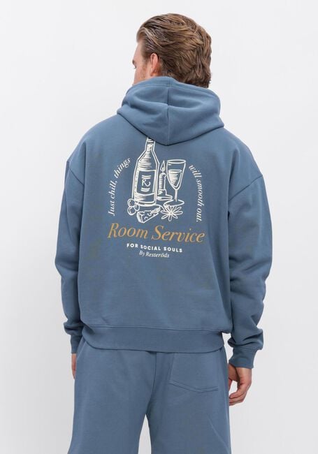 Blauwe RESTER&Ouml;DS Sweater JAY BACK PRINTED HOODIE - large