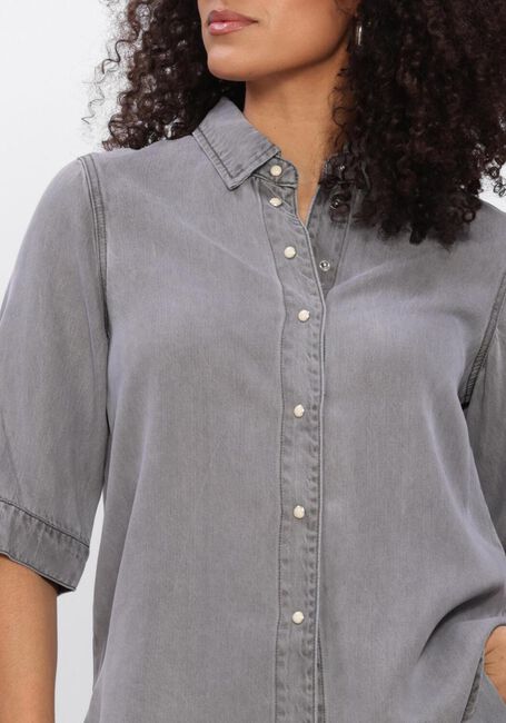 Grijze OBJECT Blouses OBJFRAME 2/4 RE DENIM TOP - large