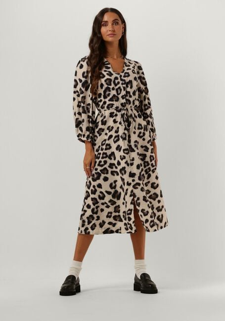 Beige MSCH COPENHAGEN Midi jurk MSCHMANISA TAILA 3 4 DRESS AOP - large