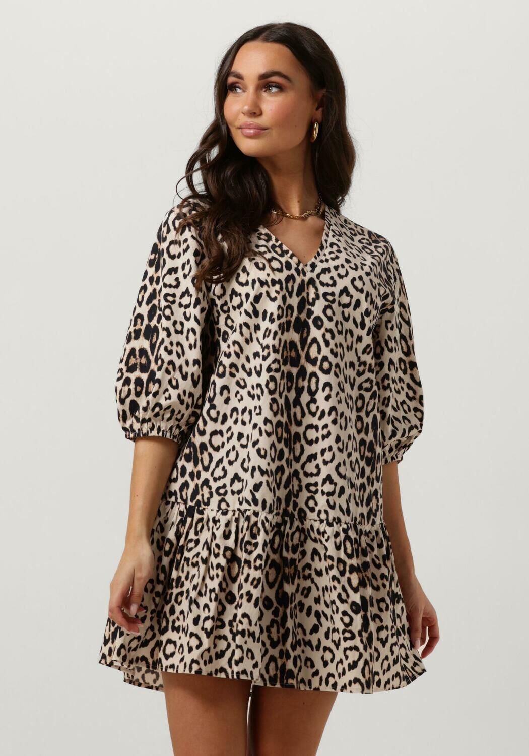 ALIX THE LABEL Dames Jurken Ladies Woven Leopard Crispy Babydoll Dress Leopard