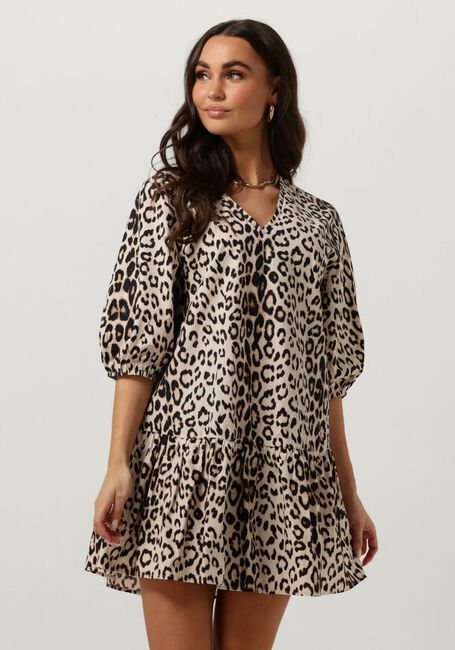 Leopard ALIX THE LABEL Mini jurk LADIES WOVEN LEOPARD CRISPY BABYDOLL DRESS - large