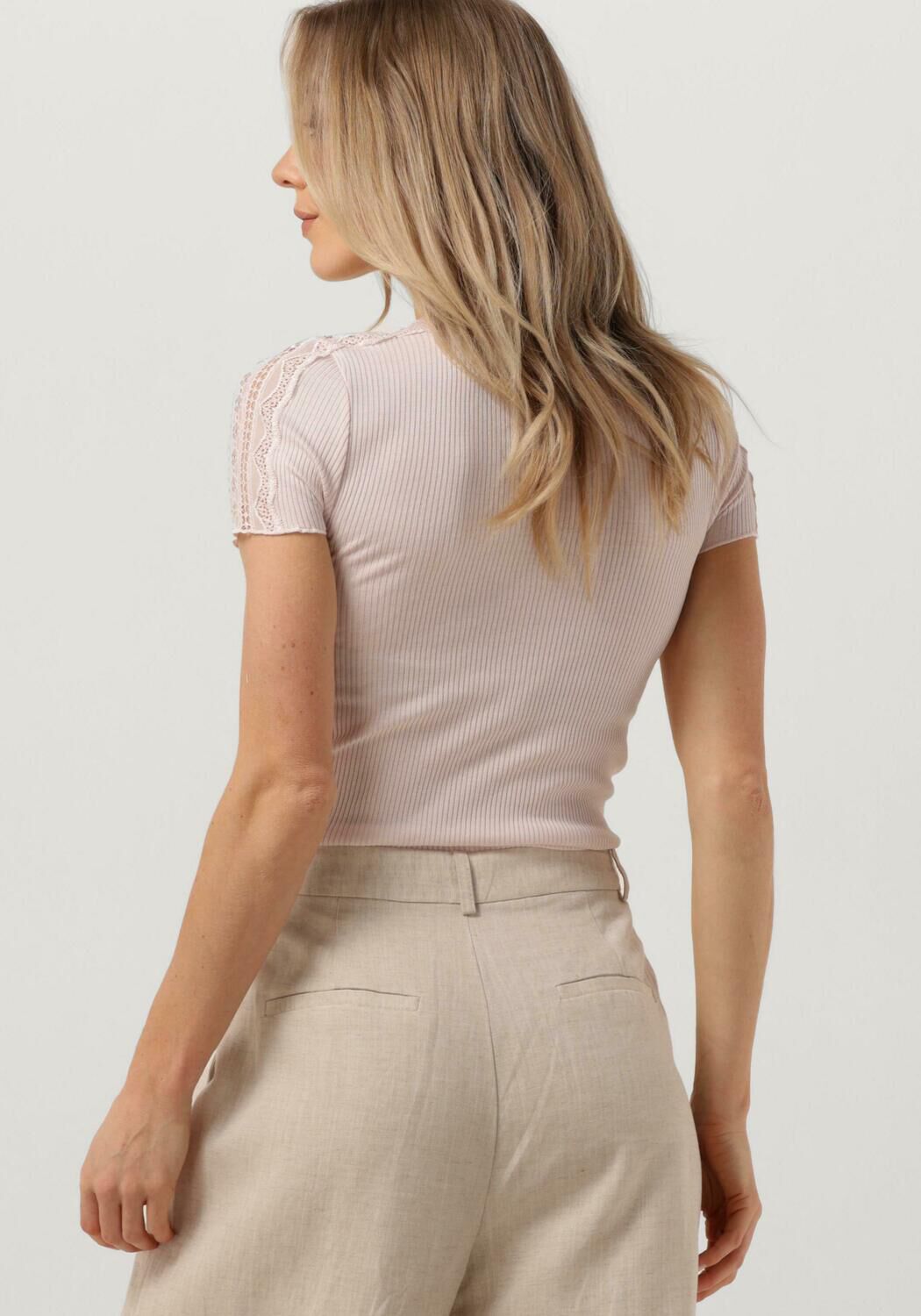 ROSEMUNDE Dames Tops & T-shirts Benita Silk T-shirt W Lace Lichtroze