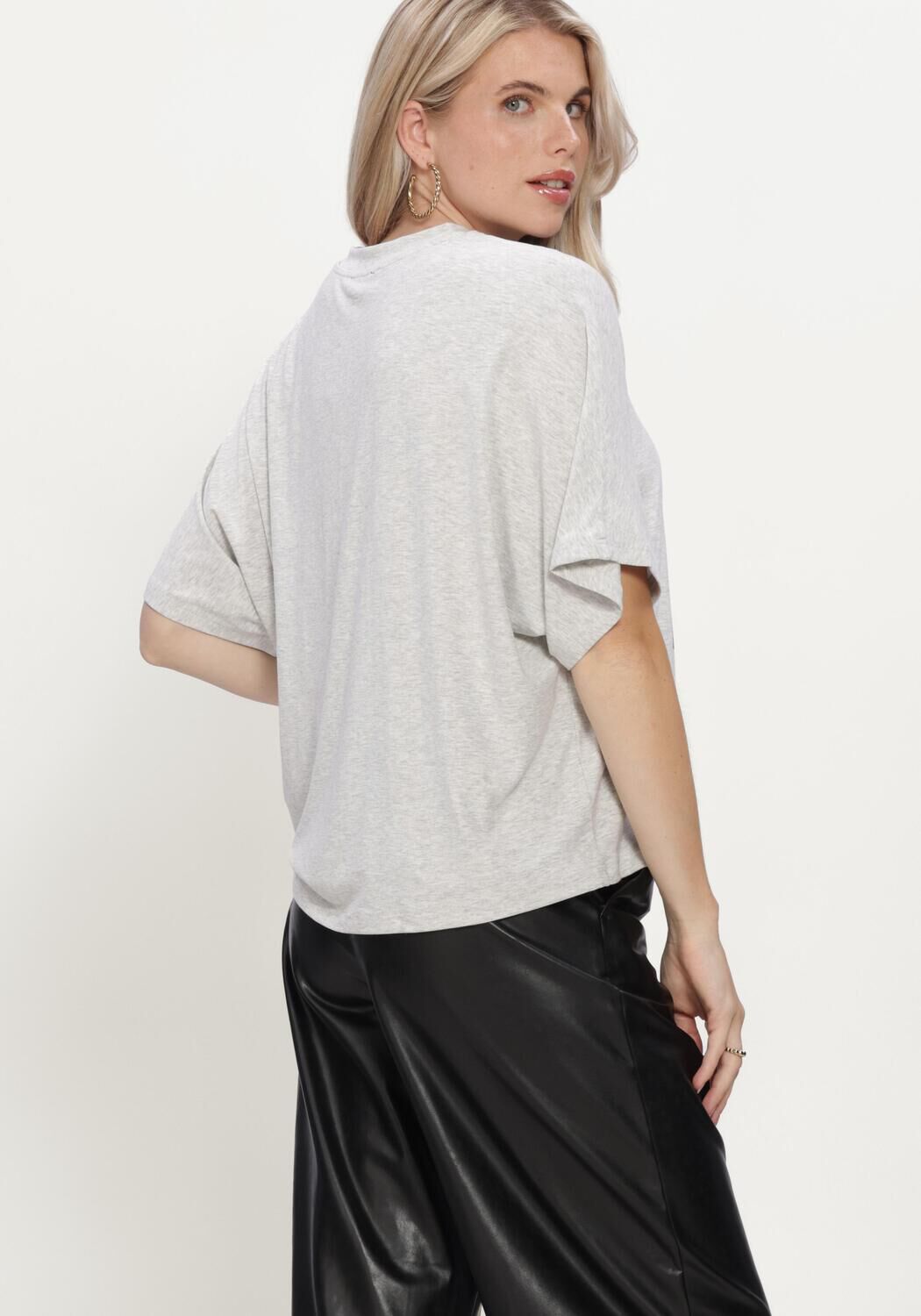 AIMEE THE LABEL Dames Tops & T-shirts Elaraw6 Shirt Lichtgrijs