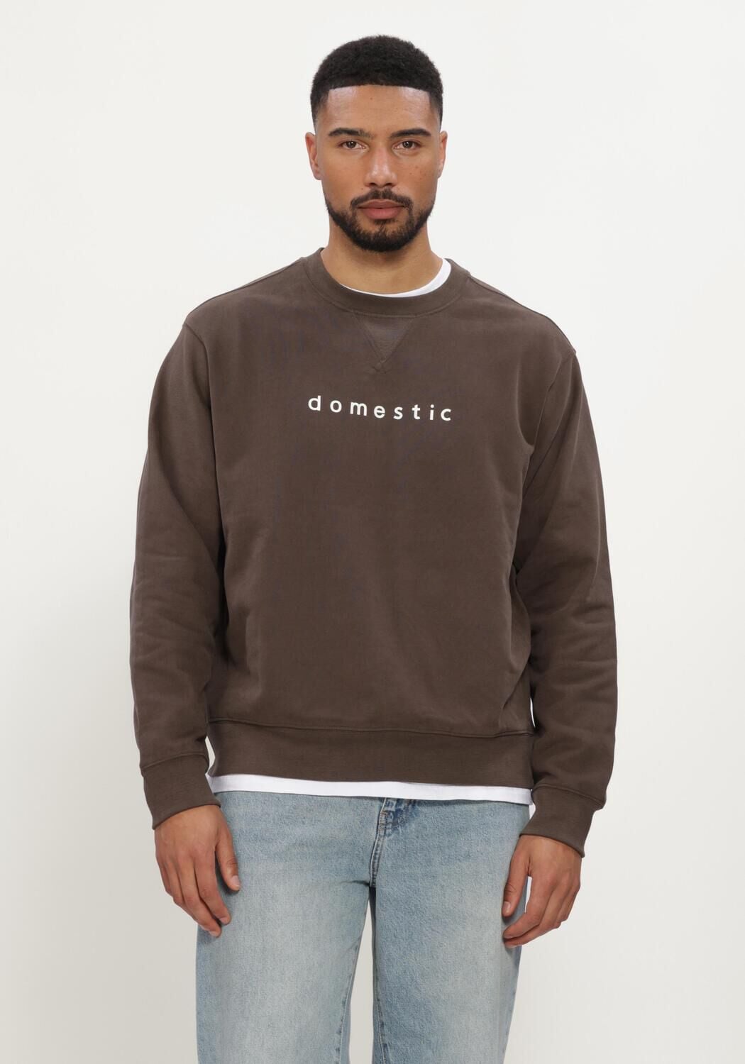 Bruine SELECTED MEN Sweater SLMDOMESTIC RELAXAXEL LS CREW NECK SWEAT - large