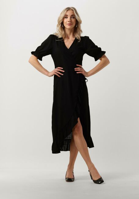 Zwarte OBJECT Midi jurk OBJAMMIE S/S WRAP LONG DRESS - large