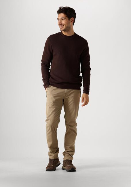 Bruine CAST IRON Trui MOCK NECK COTTON MODAL - large