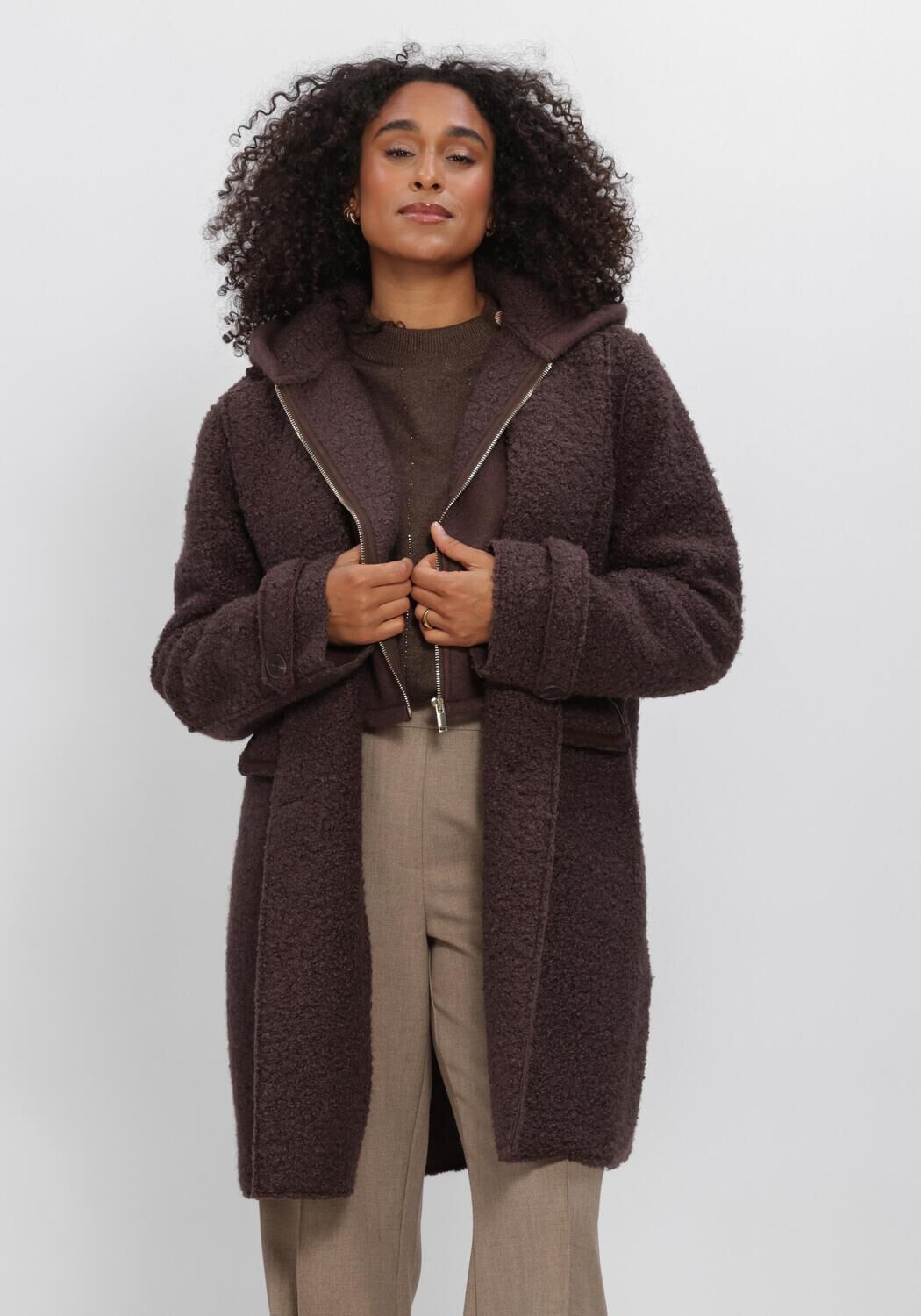 Bruine NUKUS Mantel MIRTHE COAT BOUCLE - large