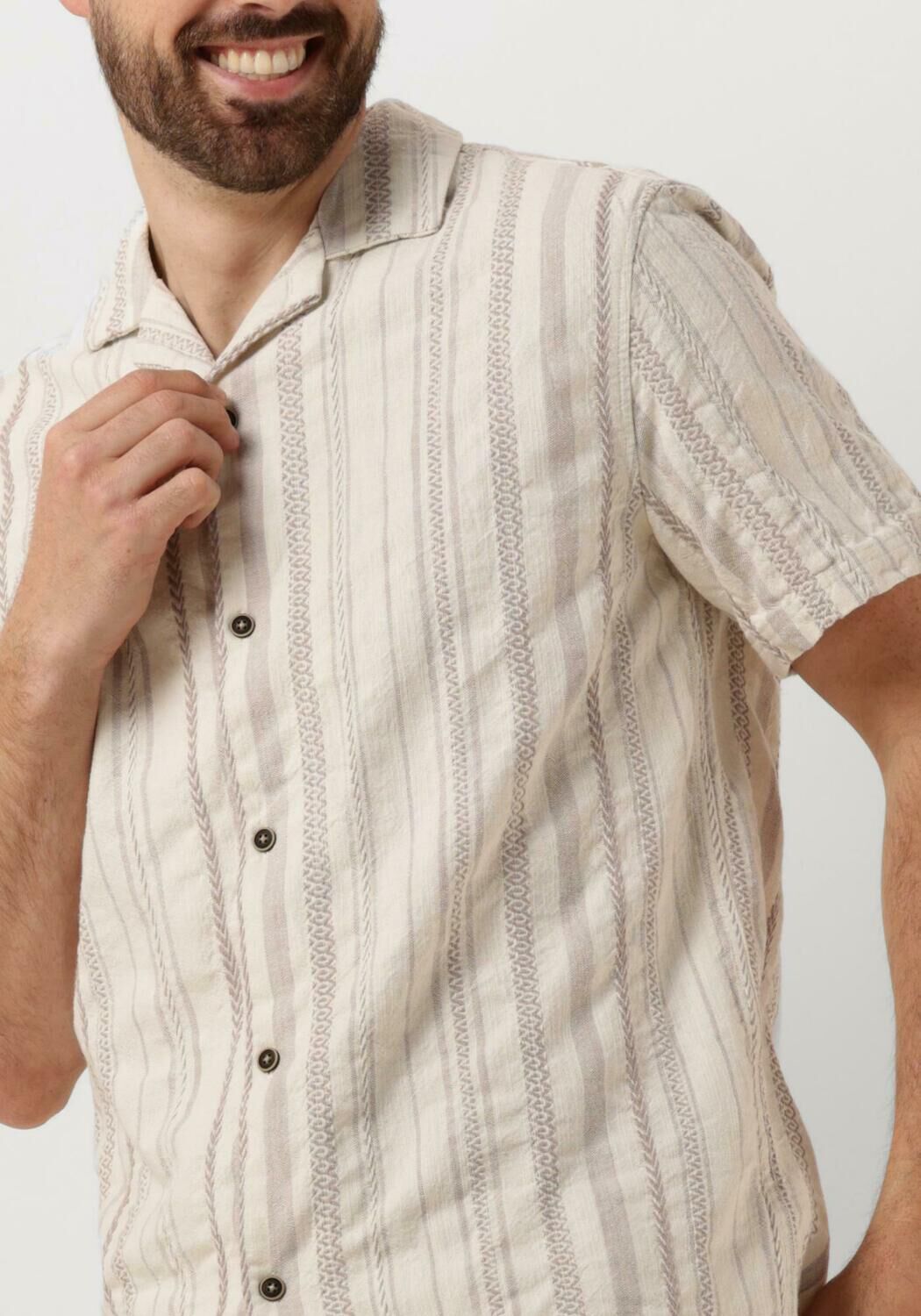 ANERKJENDT Heren Overhemden Akleon S s Structure Shirt Beige