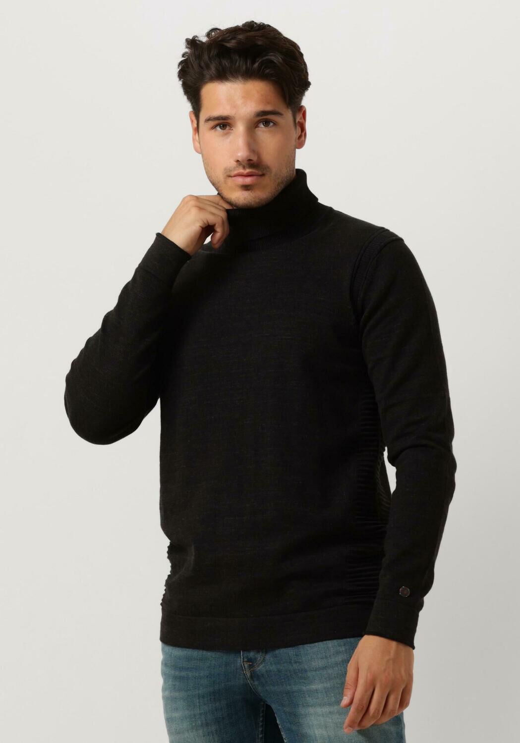 CAST IRON Heren Truien & Vesten Turtleneck Cotton Heather Plated Zwart