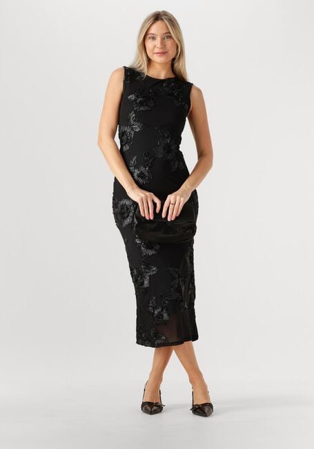 Zwarte NEO NOIR Midi jurk TIRANNA BIG FLOWER MESH DRESS - large