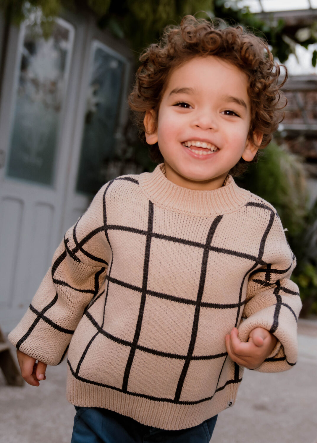 DAILY7 Jongens Truien & Vesten Knitted Sweater Big Check Beige