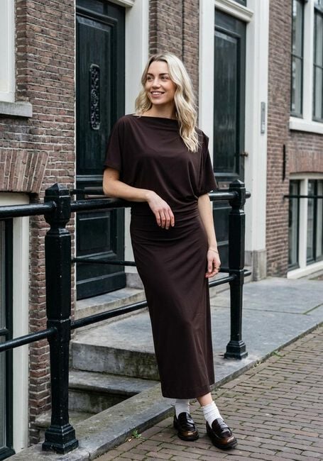 Bruine STUDIO ANNELOES Maxi jurk Ineke dress - large