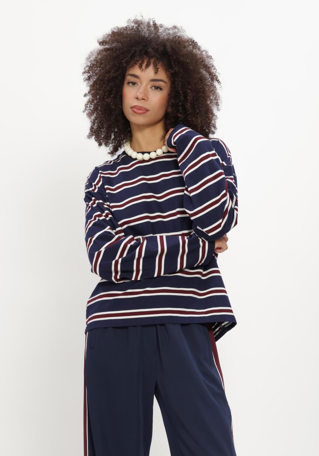 Donkerblauwe CATWALK JUNKIE Top STRIPED LONG SLEEVE - large
