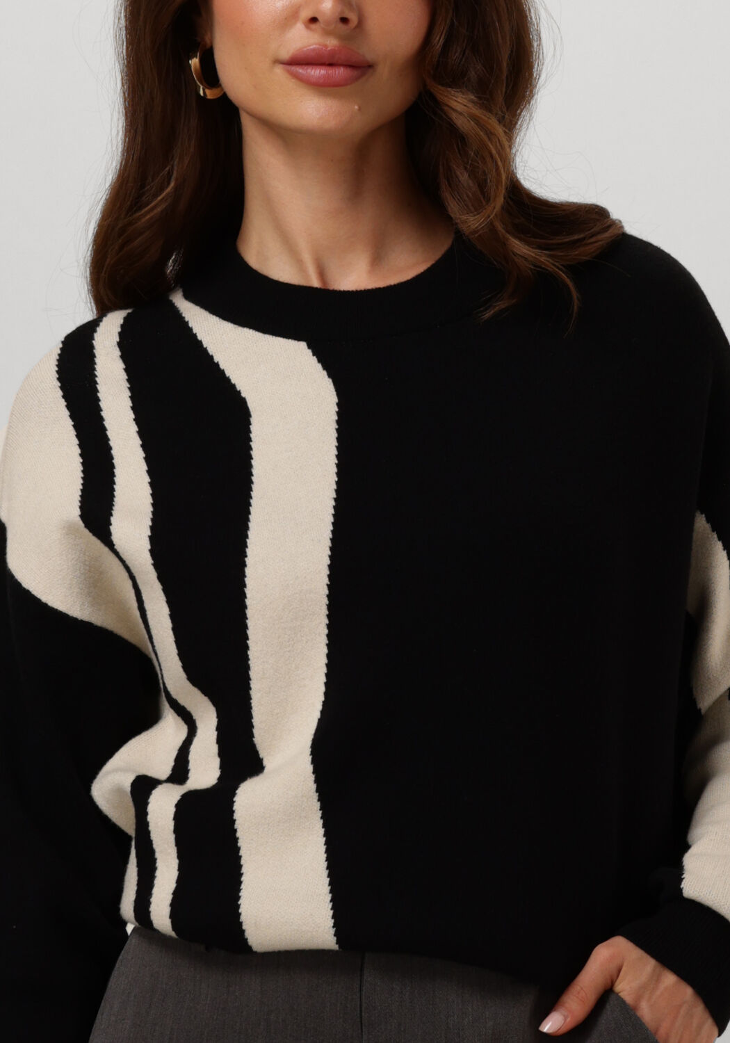 OBJECT Dames Truien & Vesten Objray Lo L s Knit Pullover Aop Zwart