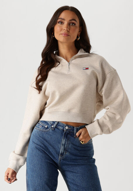 Beige TOMMY JEANS Trui TJW BXY CRP BADGE 1/4ZIP - large