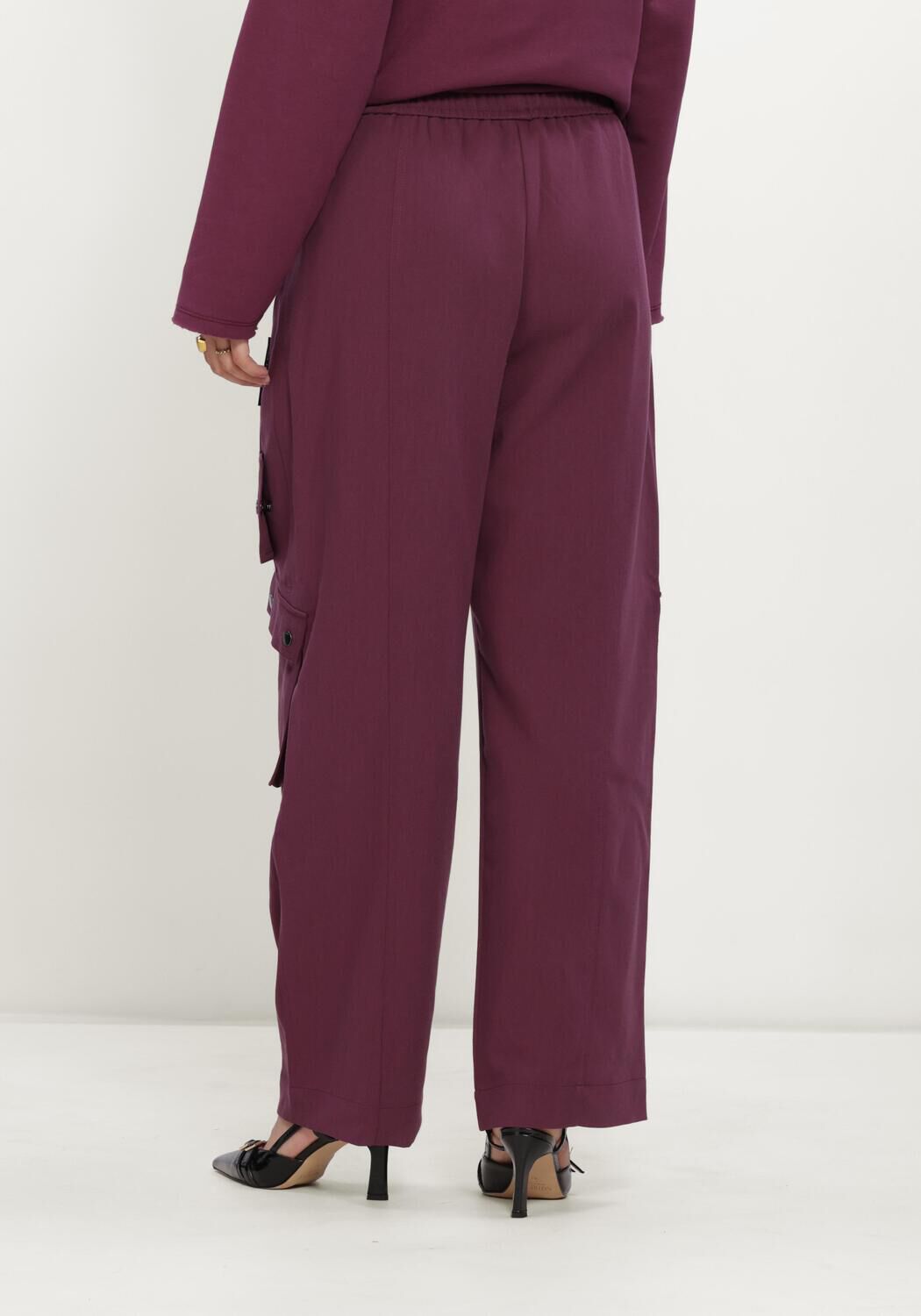 Bordeaux ALIX THE LABEL Cargobroeken LADIES WOVEN CARGO PANTS - large