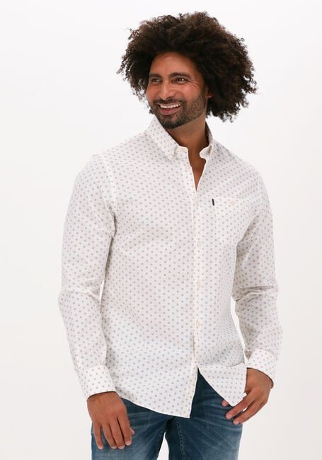 Witte VANGUARD Klassiek overhemd LONG SLEEVE SHIRT PRINT ON POPLIN STRETCH - large