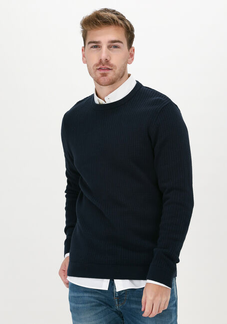 Donkerblauwe SELECTED HOMME Trui SLHCAST LS KNIT CABLE CREW B C - large