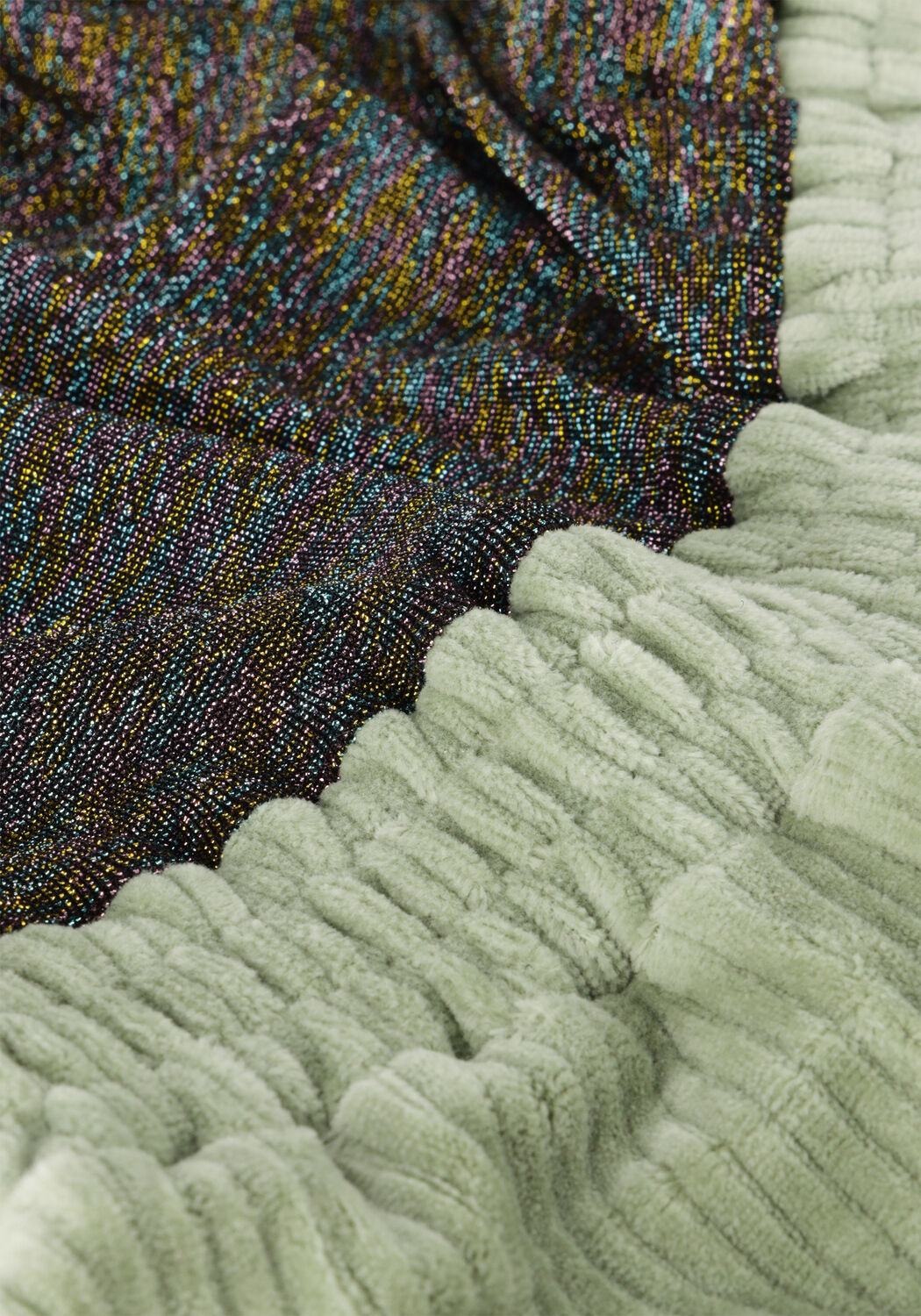 Groene LIKE FLO Mini jurk RIB VELOURS DRESS - large