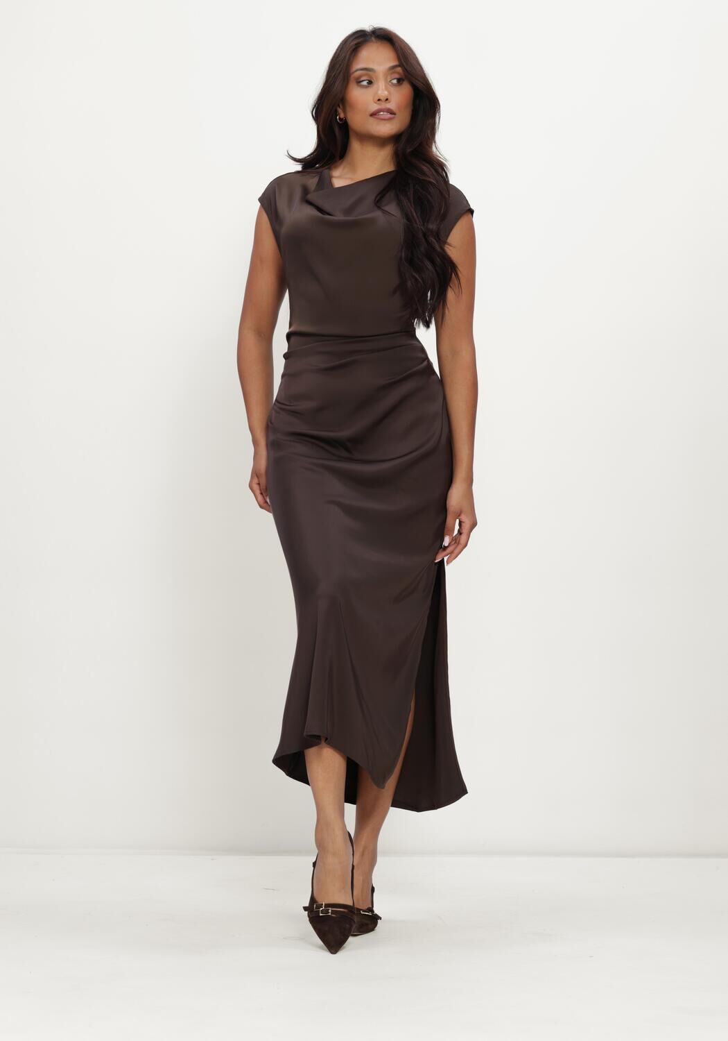 Bruine MODSTR&Ouml;M Midi jurk TAILORMD DRESS - large