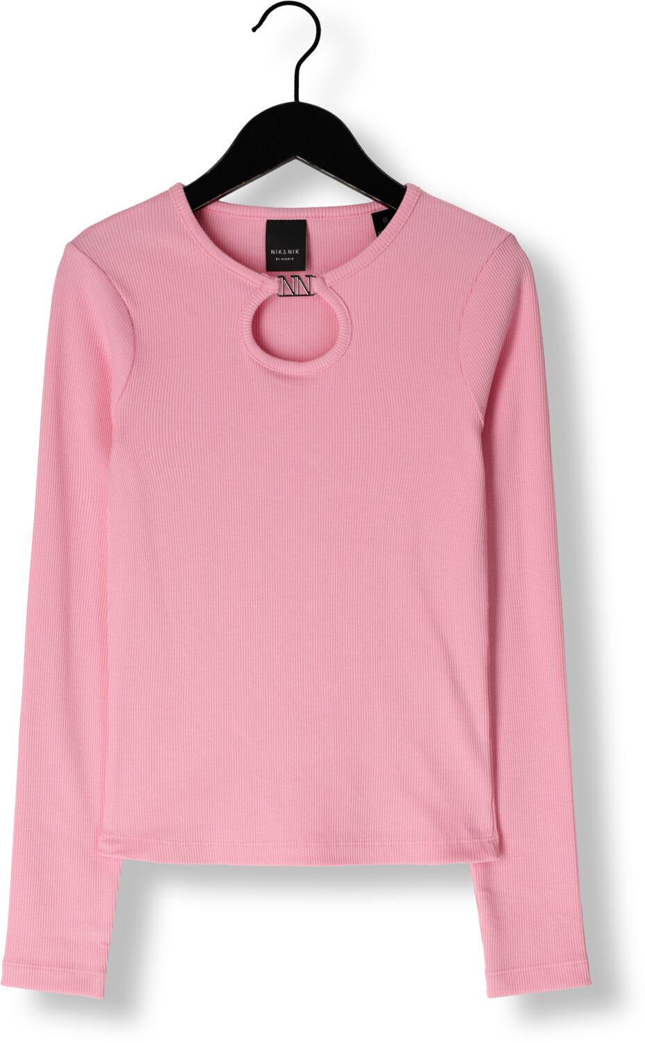 NIK&NIK ribgebreide top Presley roze Meisjes Polyester Ronde hals Effen 164