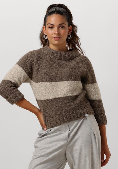 Bruine PENN & INK Trui 225 JUMPER STRIPE - large