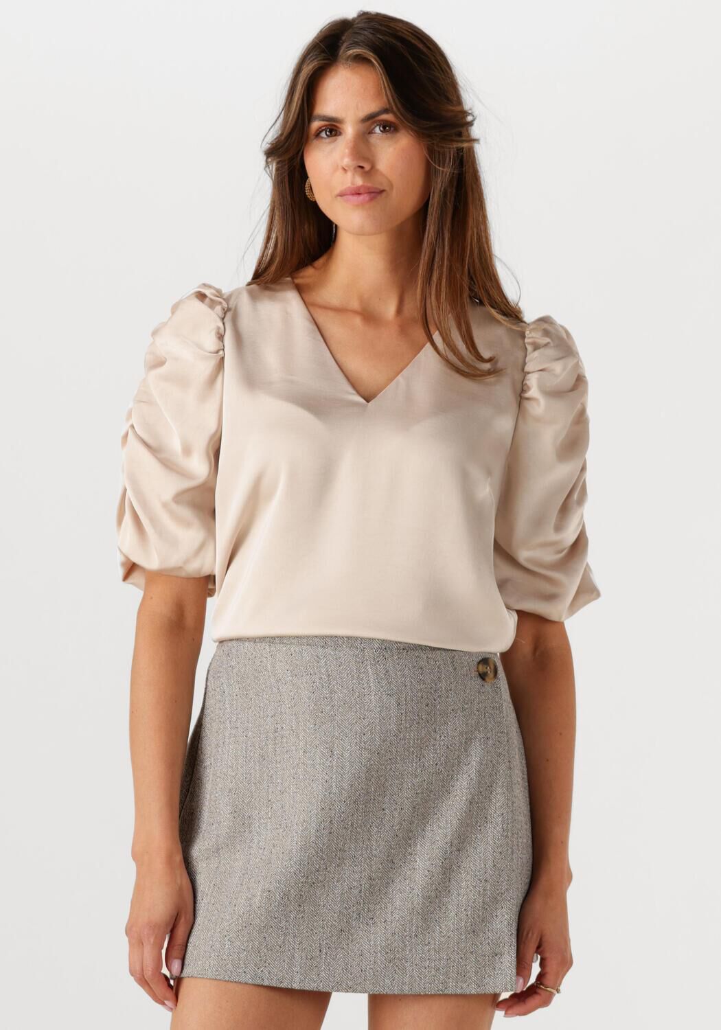 NEO NOIR Dames Blouses Elba Heavy Sateen Blouse Beige