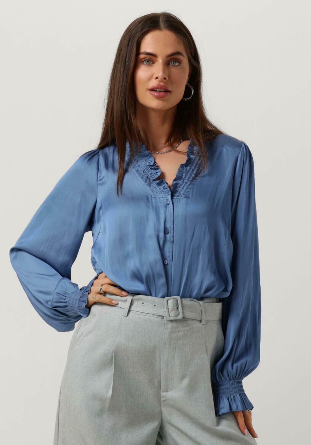 NEO NOIR Dames Blouses Brielle Satin Blouse Blauw