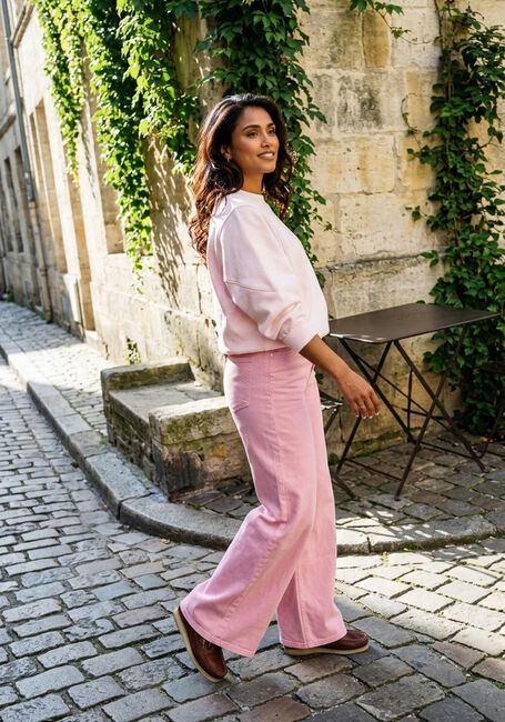 Roze ANOTHER LABEL Wijde broek ALMOORE DENIM WIDE - large