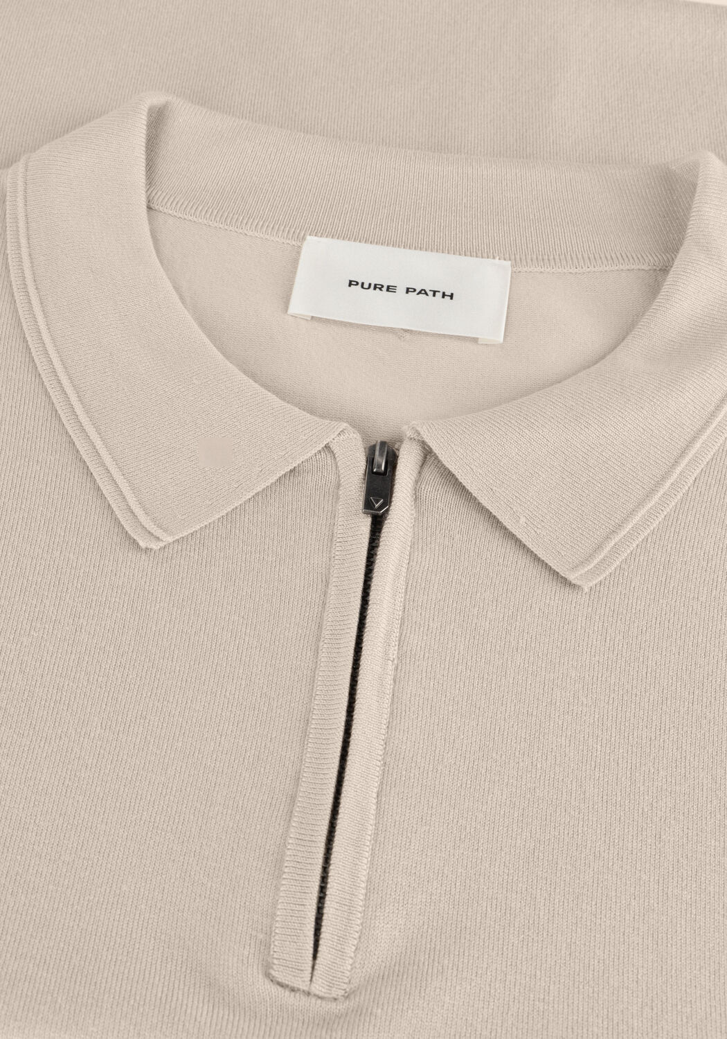 Beige PURE PATH Polo REGULAR FIT POLO SS HALF ZIP KNITWEAR - large