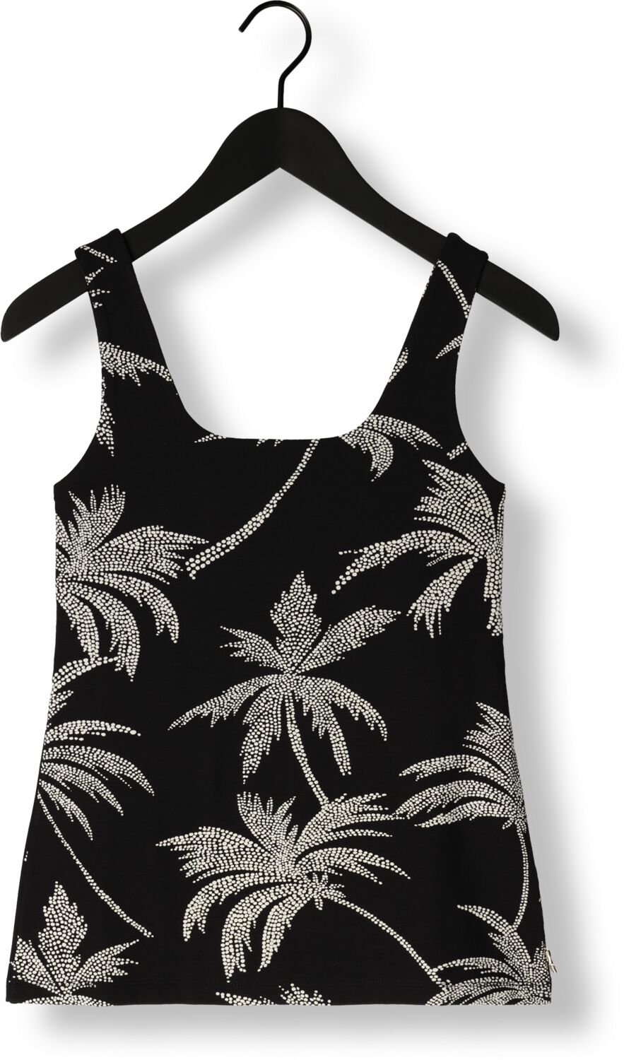 JANSEN AMSTERDAM Dames Tops & T-shirts Vp363 Jersey Printed Sleeveles Singlet With Square Neckline Zwart