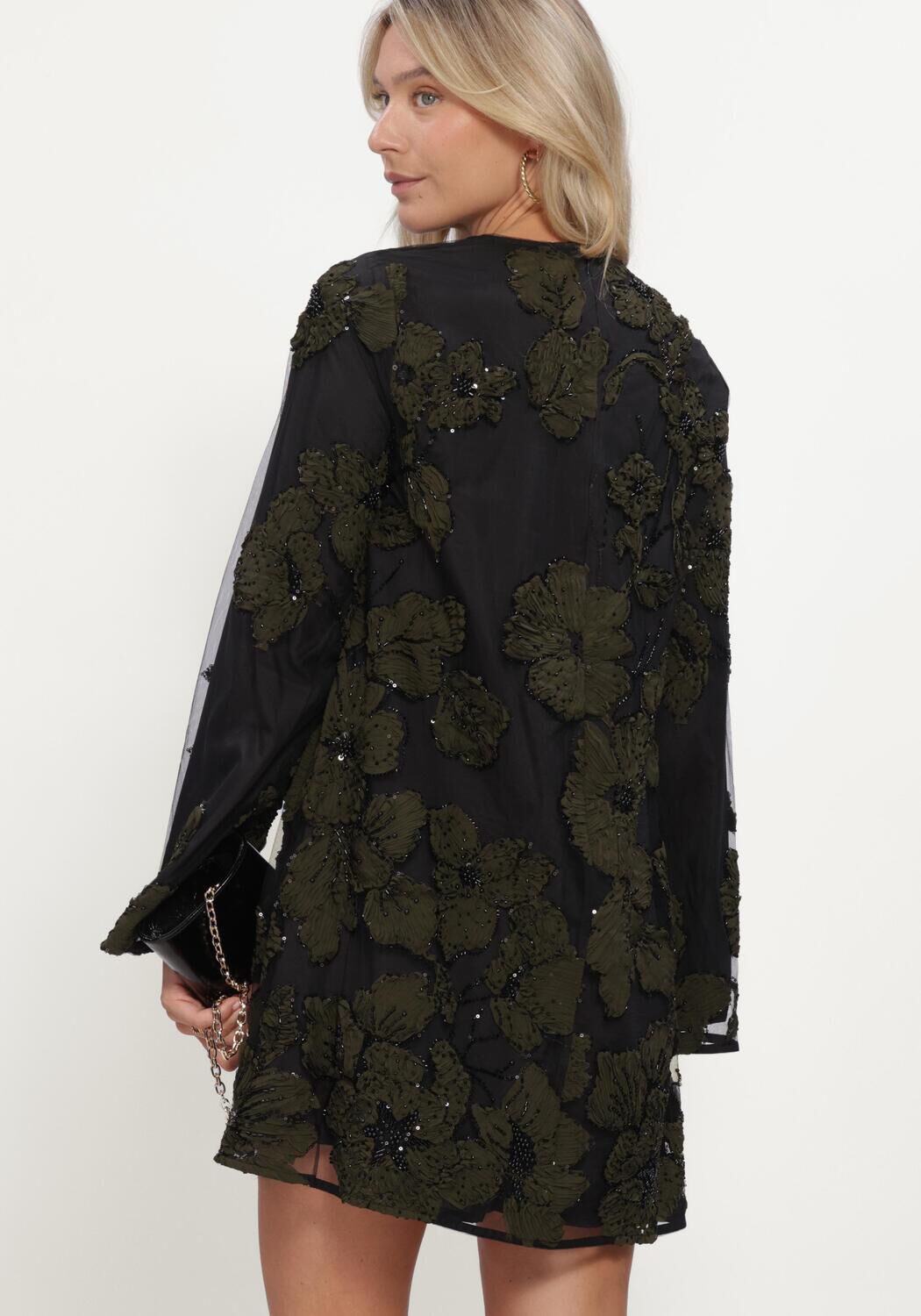 Zwarte Y.A.S. Mini jurk YASFLOUING LS DRESS - large