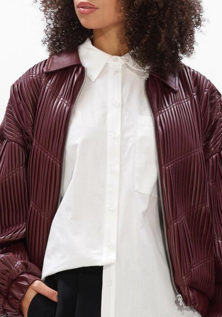 Bordeaux ALIX THE LABEL Gewatteerde jas LADIES WOVEN PLEATED FAUX LEATHER BOMBER - large