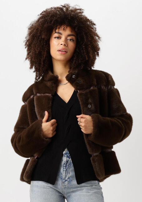 Bruine TWINSET MILANO Faux fur jas 242TT2022 - large