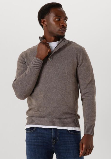 Taupe GENTILUOMO Trui TURTLE BUTTON+ZIP LS - large