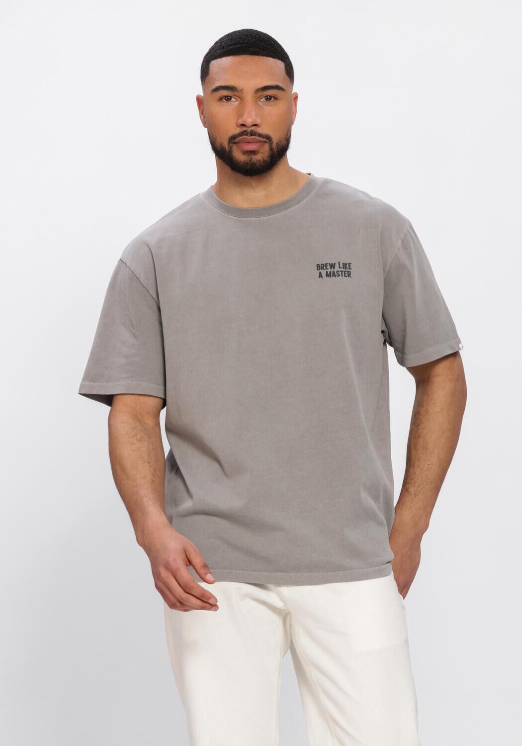 Grijze ANERKJENDT T-shirt AKVILLADS BREWLIKEAMASTER SS TEE - large