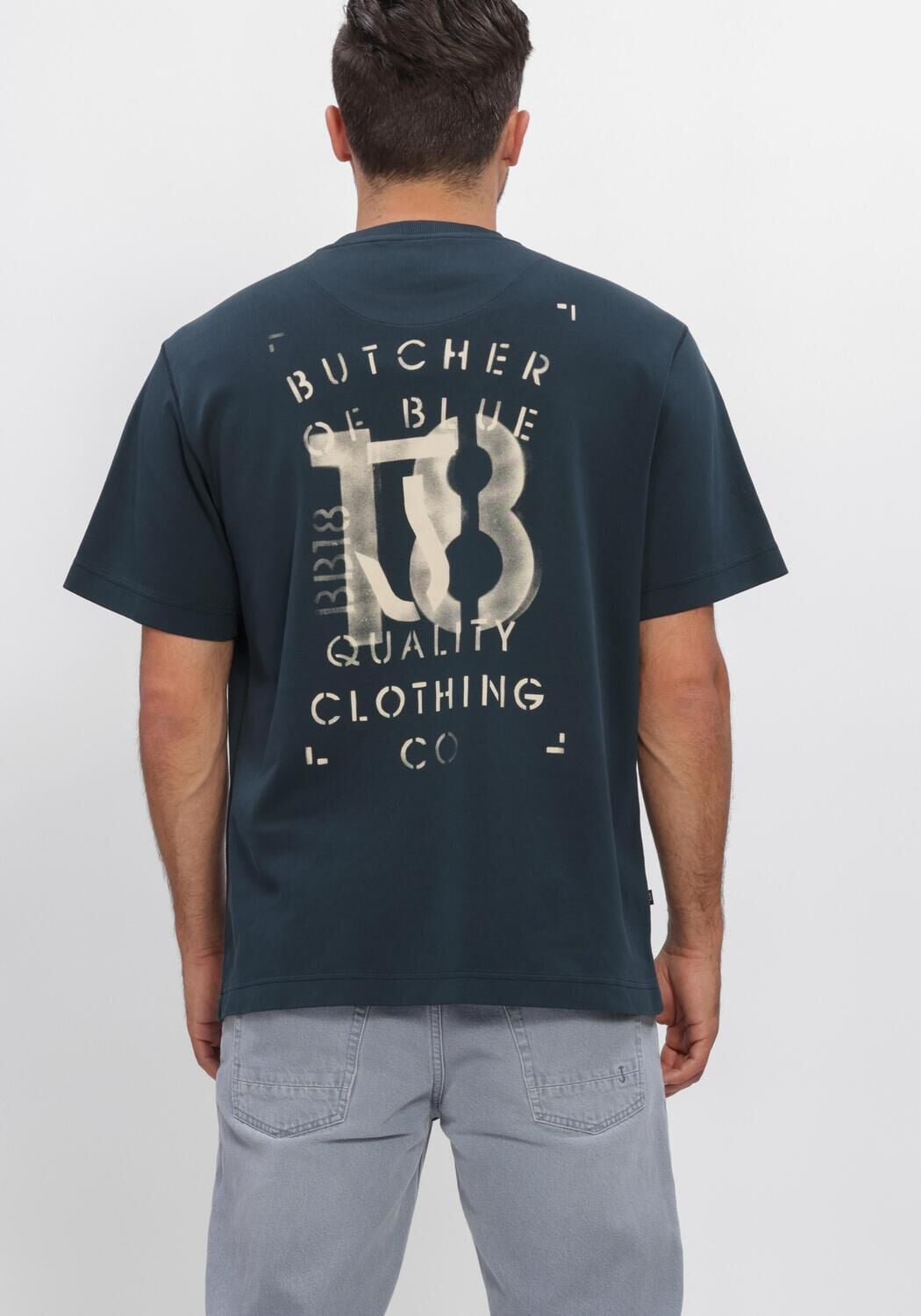BUTCHER OF BLUE Heren Polo's & T-shirts Mercer Layer Loose Tee Donkerblauw