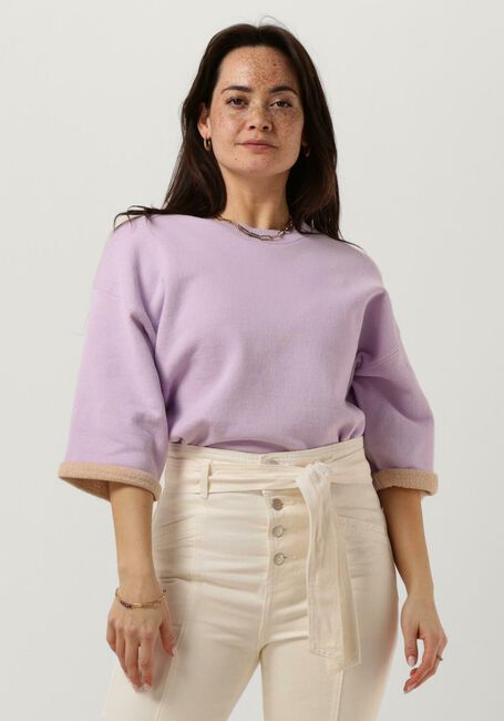 Paarse SUMMUM Trui SWEATER 3/4 SLEEVE DOUBLE FACE SUMMER COTTON KNIT - large