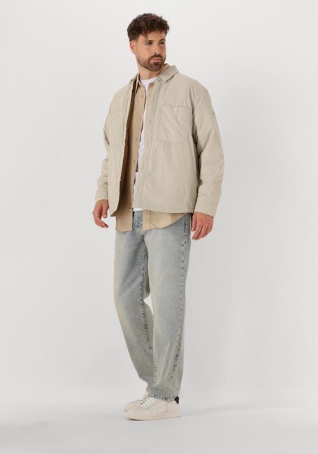 Beige CALVIN KLEIN Casual overhemd LINEN COTTON S/S SHIRT - large