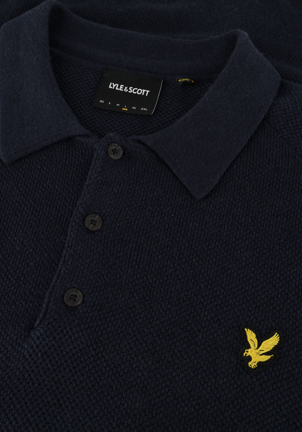 Donkerblauwe LYLE & SCOTT Polo LINEN BLEND KNITTED POLO - large