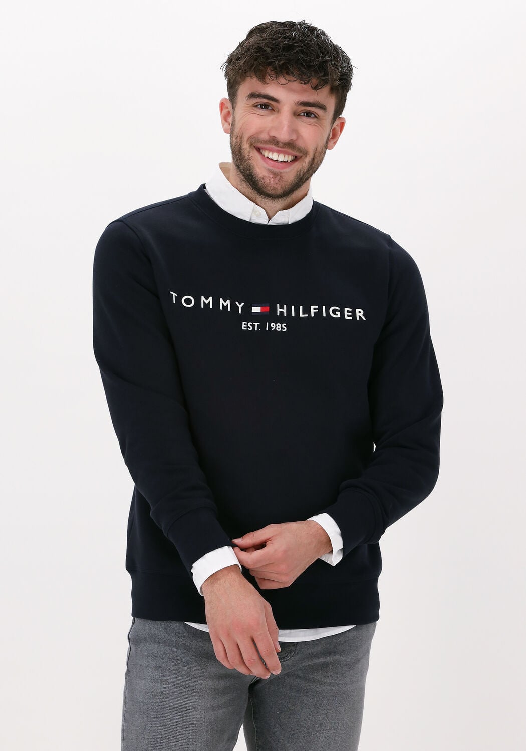 Tommy Hilfiger Heren Truien & Vesten Tommy Logo Sweatshirt - Donkerblauw