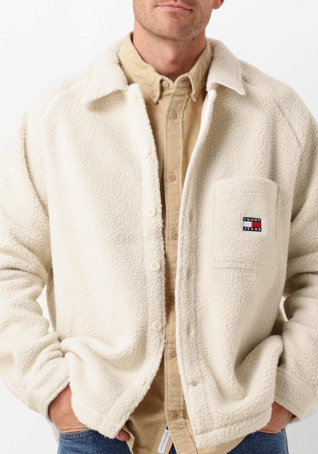 TOMMY JEANS Heren Jassen Tjm Xs Badge Teddy Overshirt Wit